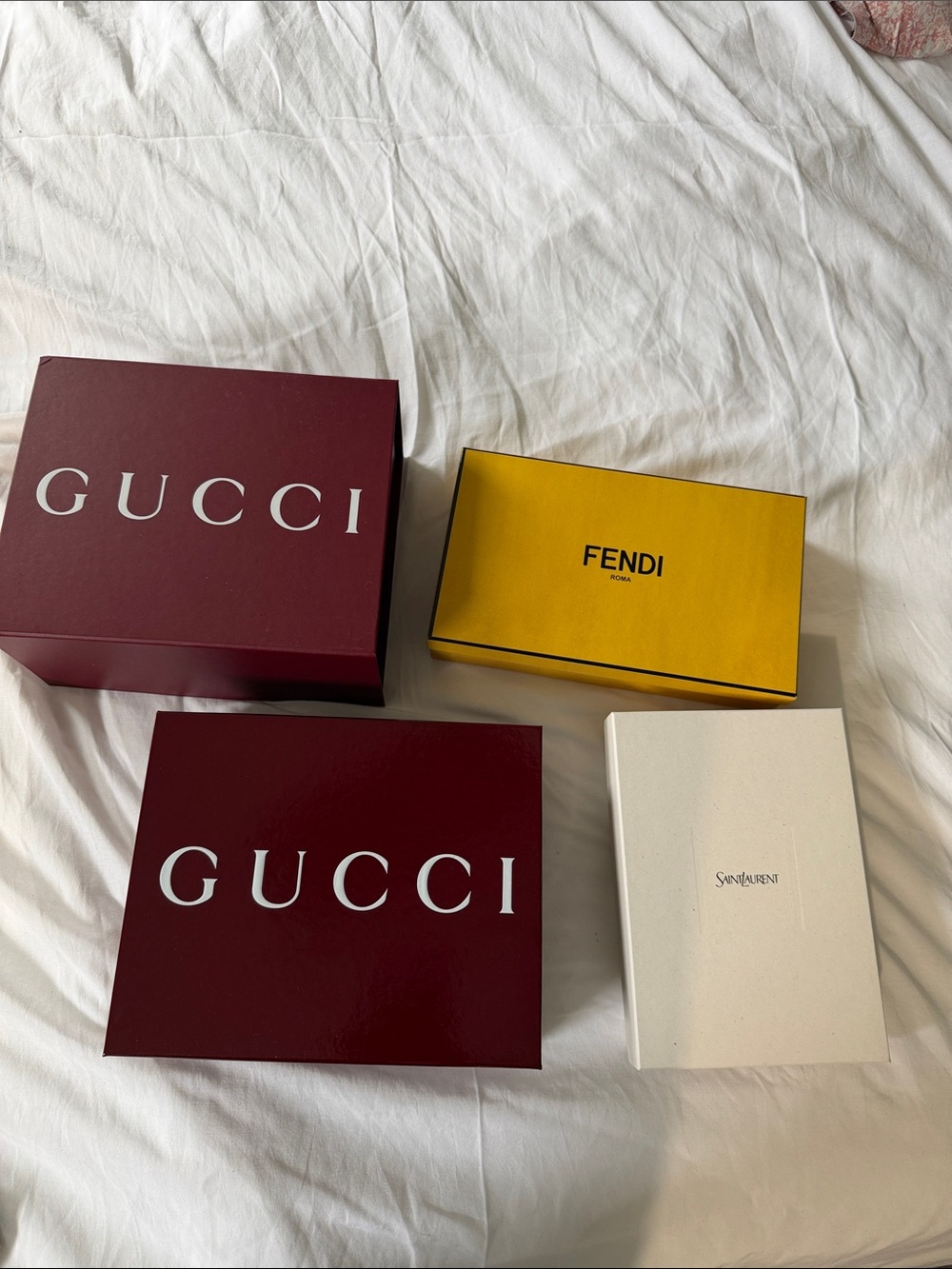Gucci, FENDI and Saint Laurent display boxes